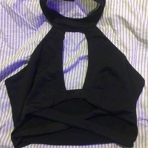 Black cross crop top